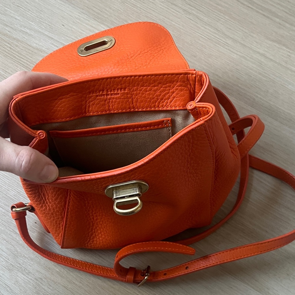Mini Ralph Lauren Orange Leather Backpack - Picture 2 of 5